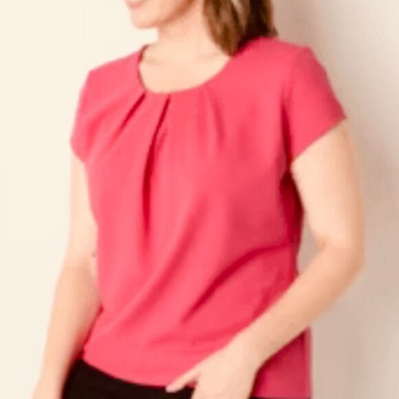 NEW! Liz Claiborne Rapture‎ Rose Blouse Small $32 Round Neck Short Sleeve - Picture 4 of 10